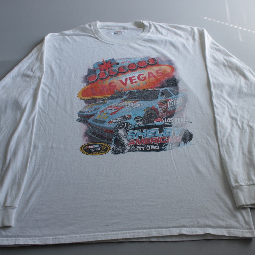 Hanes Shelby American GT350 Las Vegas 2010 Long Sleeve Shirt Mens 2XL White